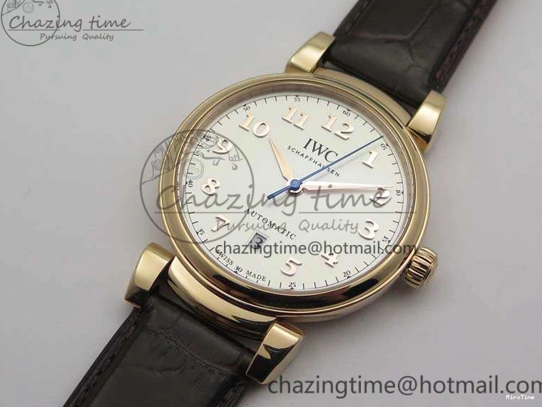 MIROTIME 1221 Neat Da Vinci IW356601 RG MKF 1:1 Best Edition White Dial On Brown Leather Strap A 7230